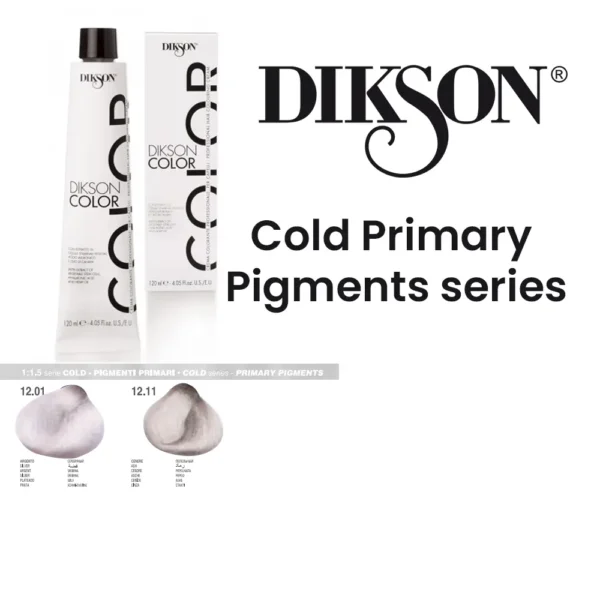 pakiranje i paleta Dikson trajnih boja za kosu Cold primary pigments serije